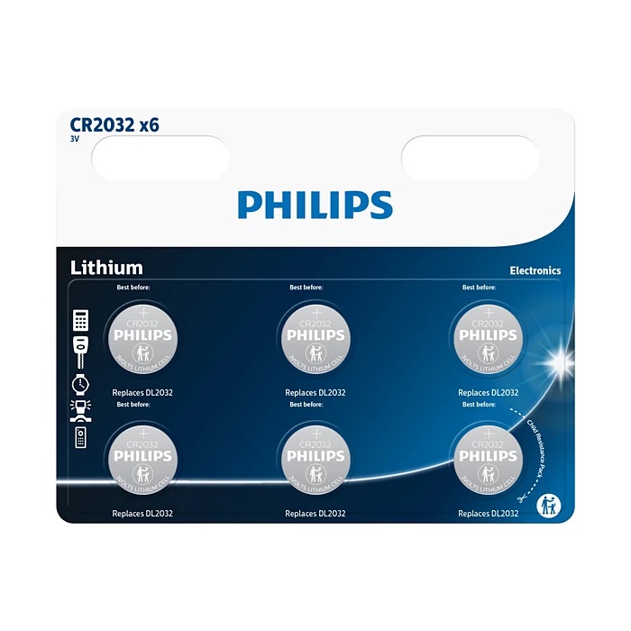 Batteries Philips CR2032 3V 6pack Lithium