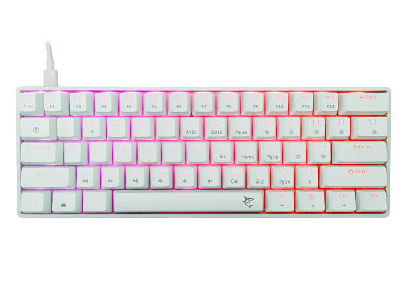 Keyboard White Shark Gaming Shinobi 2 60% Mechanical RGB White Red Switch Hot-Swap