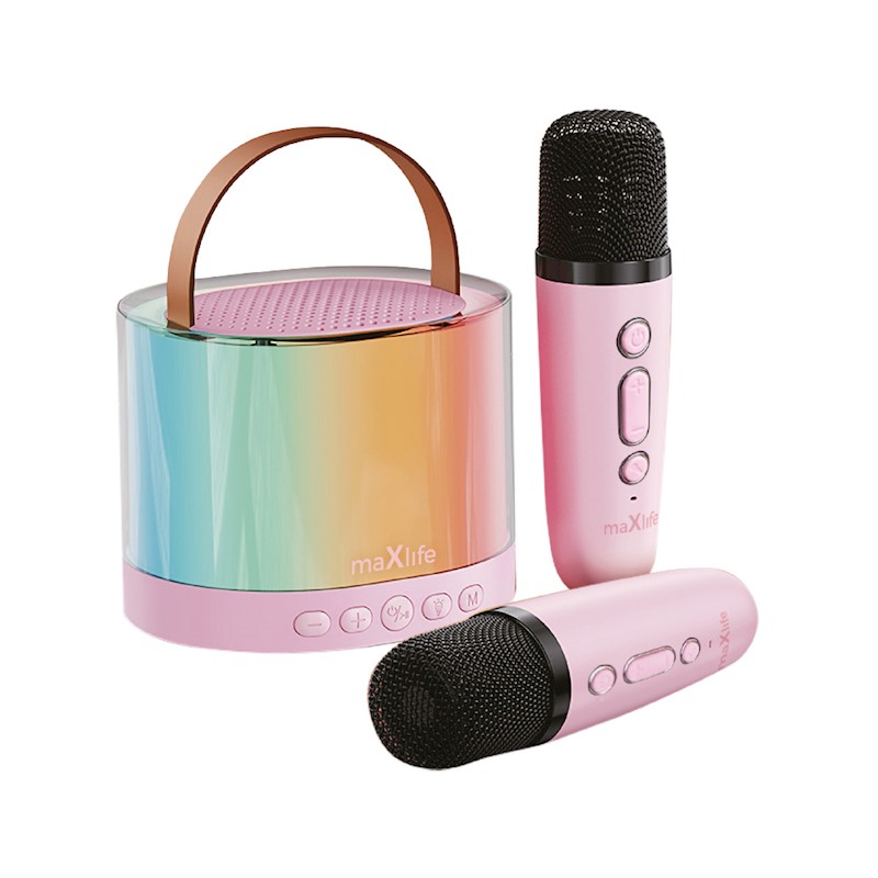 Speaker Maxlife MXKS-200 Mini Party KARAOKE w/BT, Microphone. microSD, USB, AUX-IN, LED Pink