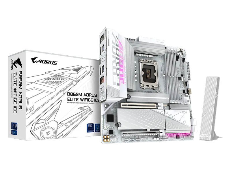 MB Gigabyte B860M AORUS ELITE WIFI6E ICE LGA1851 DDR5 9200MHz OC/3xM.2/BT 5.3/2.5Gb/PCIe5.0/HDMI/DP