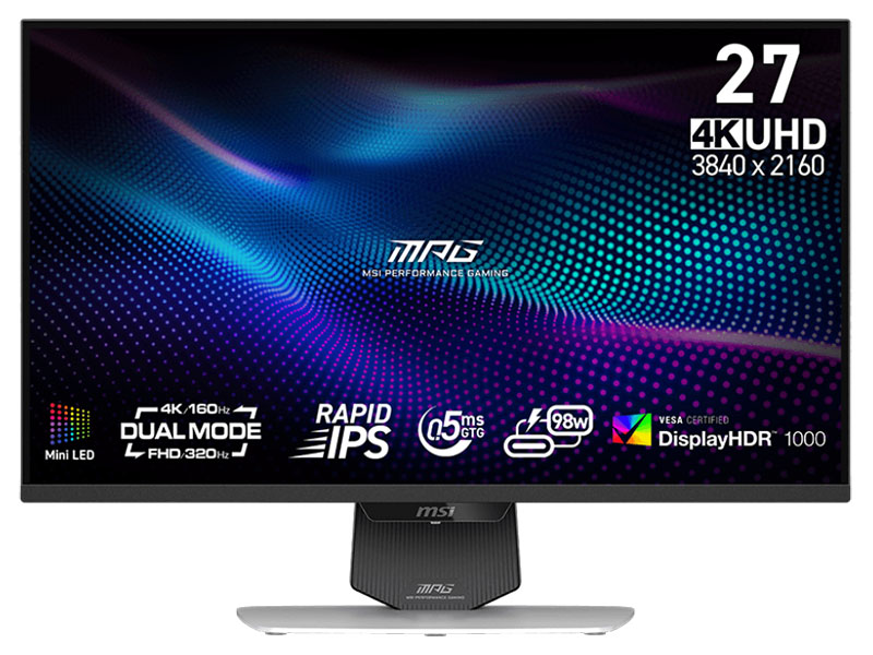 Monitor 27" MSI MPG 274URDFW E16M IPS Mini-LED Dual Mode UHD 160Hz / FHD 320Hz DP/2xHDMI/Type-C 98W