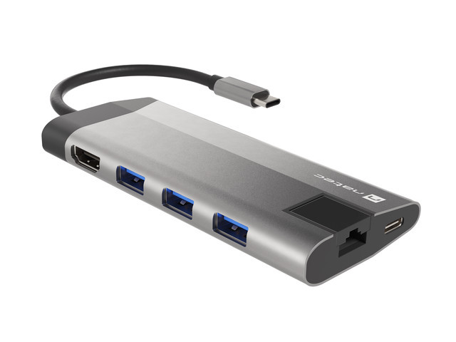 Docking Station Natec Fowler Plus Type-C 3xUSB 3.0/HDMI 4K/RJ45/USB-C PD/CardReader