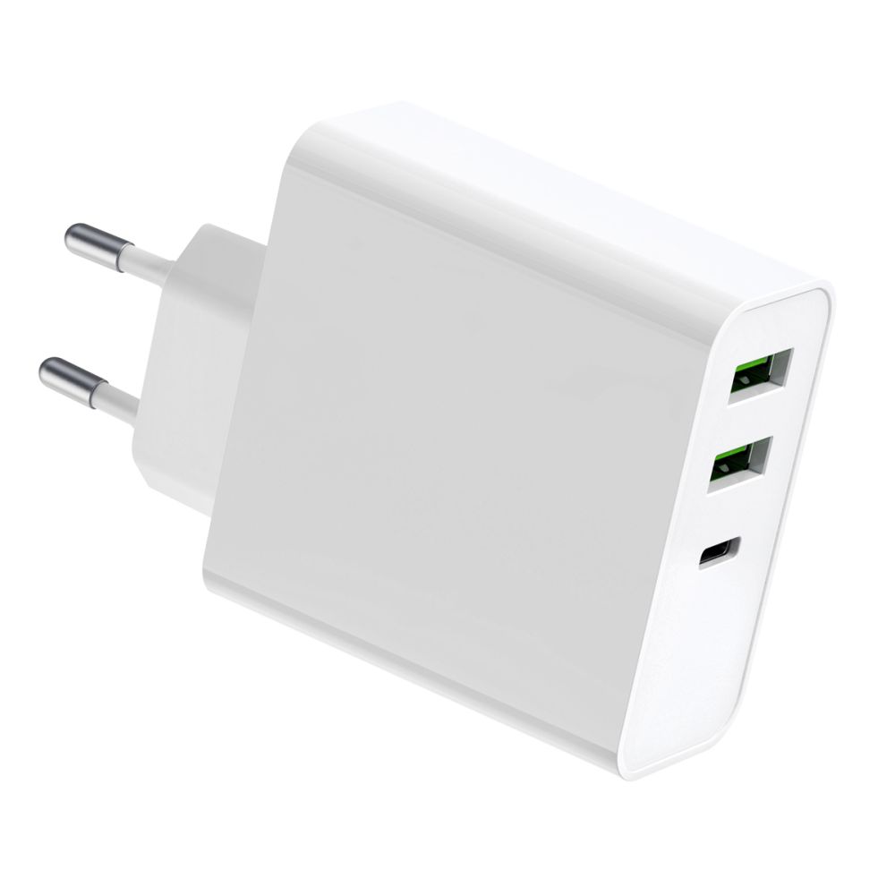 USB Universal Power Charger Platinet Type-C 65W 2xPort QC3 PD White
