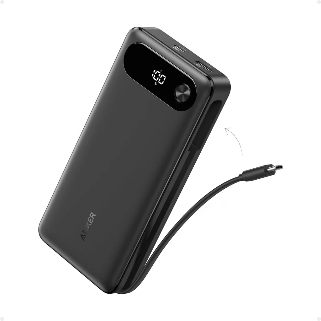 Power Bank Anker 20K, 87W, (Built-In USB-C Cable) Black