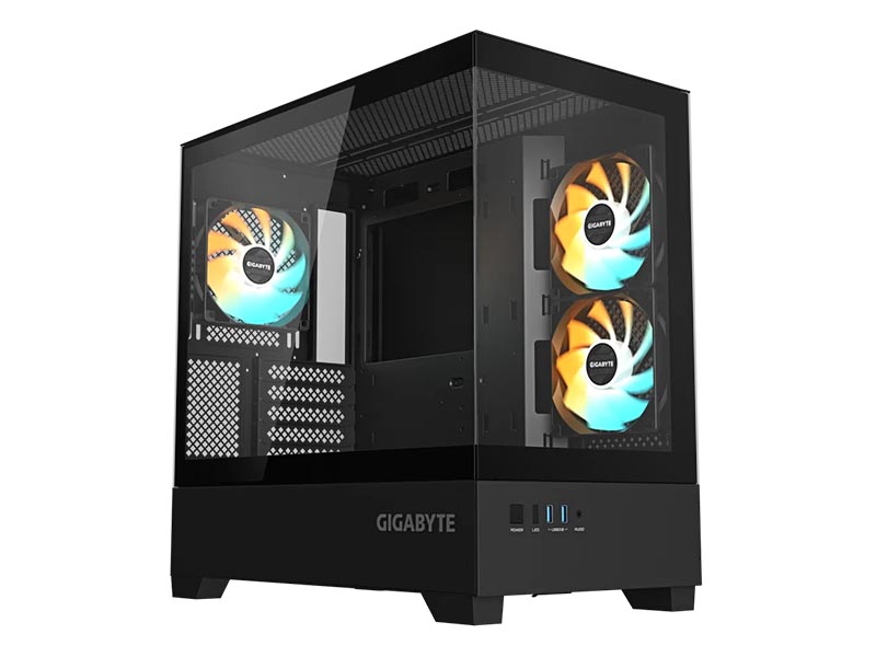 ATX Micro Case Gigabyte C201 PANORAMIC w/2xUSB 3.0 w/3x 120mm ARGB Fans Black