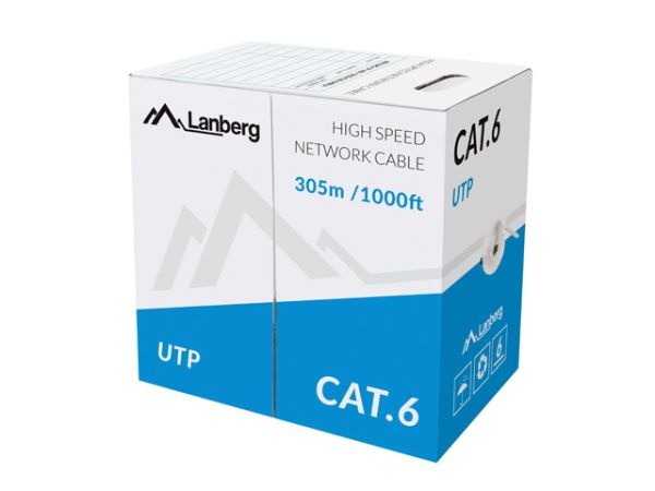 UTP Cable Cat6 305m Lanberg Solid Gray CCA