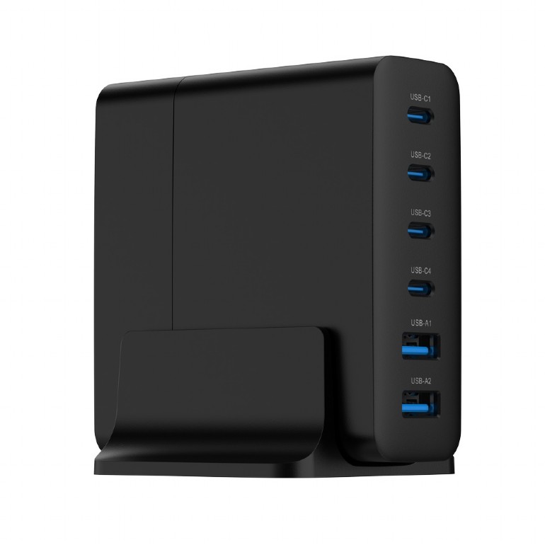 USB Universal Power Charger Gembird 6 port 75W GaN Type C Black