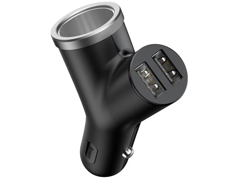 USB Universal Car Charger Baseus Y Type 2xUSB Type-A 3.4A Black