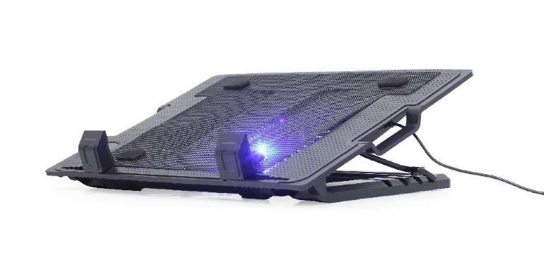 Notebook Stand Gembird up to 17.3"/1x150mm LED Fan/5 Levels/2xUSB Black