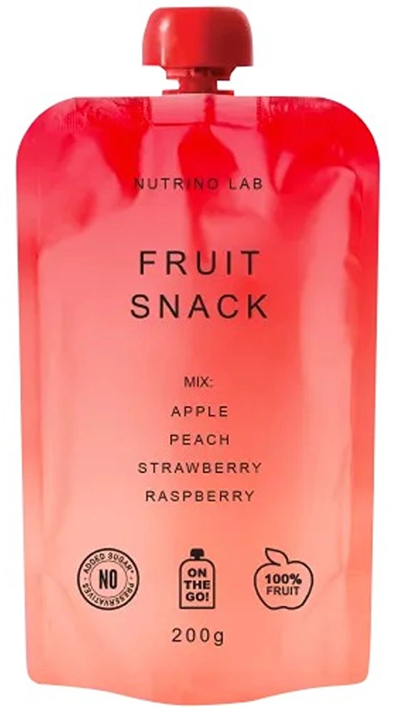 НУТРИНО ЛАБ ФРУТ СНЕК СМУТИ СО ЈАБОЛКО, ПРАСКА, ЈАГОДА И МАЛИНА 200 ГР