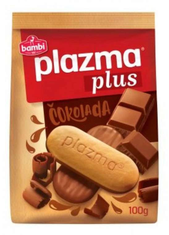 БИСКВИТИ БАМБИ ПЛАЗМА СО ЧОКОЛАДА 100 ГР