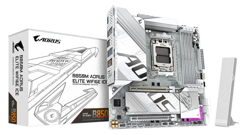 MB Gigabyte B850M AORUS ELITE WIFI6E ICE DDR5 AM5 8200MHz OC/2xM.2/BT5.3/2.5Gb/Type-C/PCIe 5.0/DP