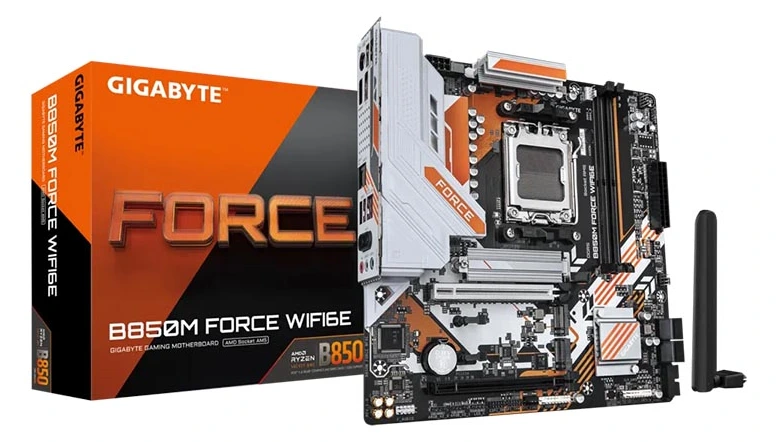 MB Gigabyte B850M FORCE WIFI6E DDR5 AM5 X3D 9600MHz OC/3xM.2/2.5Gbit LAN/USB3.2/PCIe 5.0/HDMI/DP
