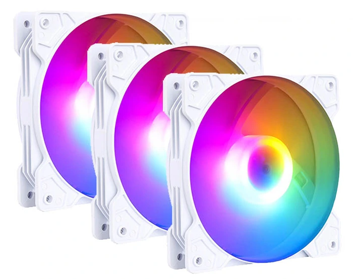 Case Fan 120x120x25 SAMA 3 in 1 Fixed RGB LED White w/Fan HUB