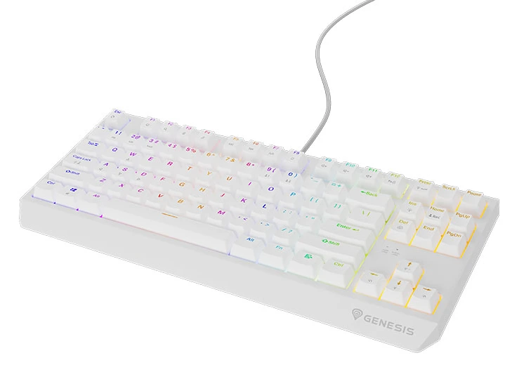 Тастатура Keyboard Genesis Gaming Thor 230 TKL Hot Swap Mechanical Brown Switch RGB White