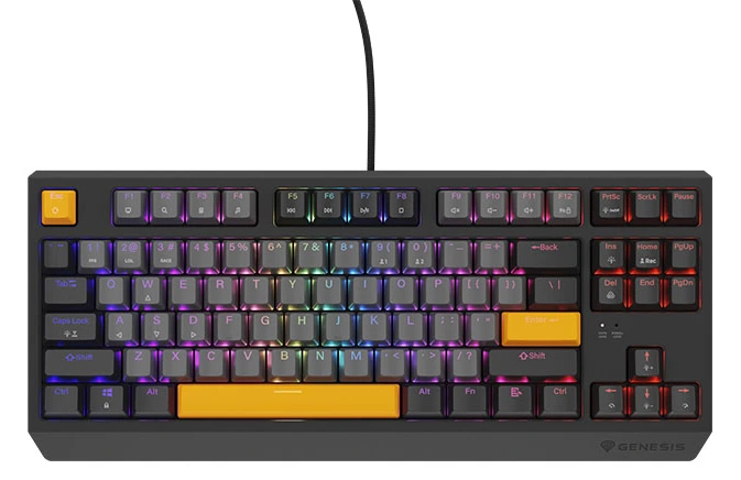 Тастатура Keyboard Genesis Gaming Thor 230 TKL Hot Swap Mechanical Red Switch RGB Anchor Grey Negative