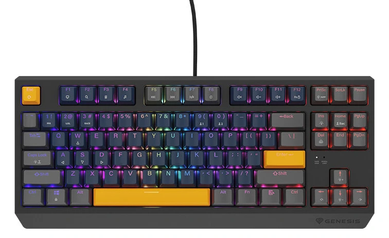 Тастатура Keyboard Genesis Gaming Thor 230 TKL Hot Swap Mechanical Panda Switch RGB Naval Blue Positive