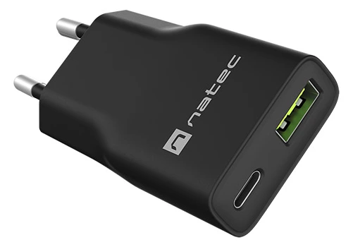Полнач USB Universal Power Natec Ribera GaN Slim PD 20W USB & Type-C Black
