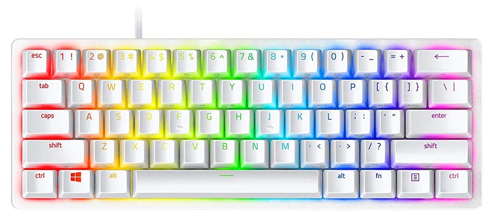 Тастатура Keyboard Razer Huntsman Mini Mercury Optical Gaming 60% FF RGB Chroma Clicky Purple Switch