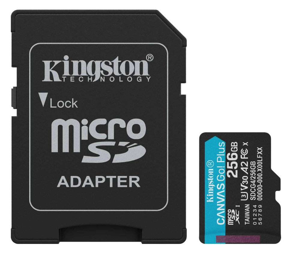 Мемориска картичка KINGSTON 256GB microSDXC Canvas Go Plus Gen4 200MB/s A2 U3 V30 Card + Adapter (SDCG4/256GB)