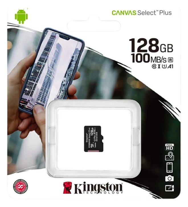 Мемориска картичка KINGSTON 128GB SDXC Canvas Select Plus Gen3 150MB/s C10 UHS-I, U1, V10, A1 + Adapter (SDCS3/128GB)