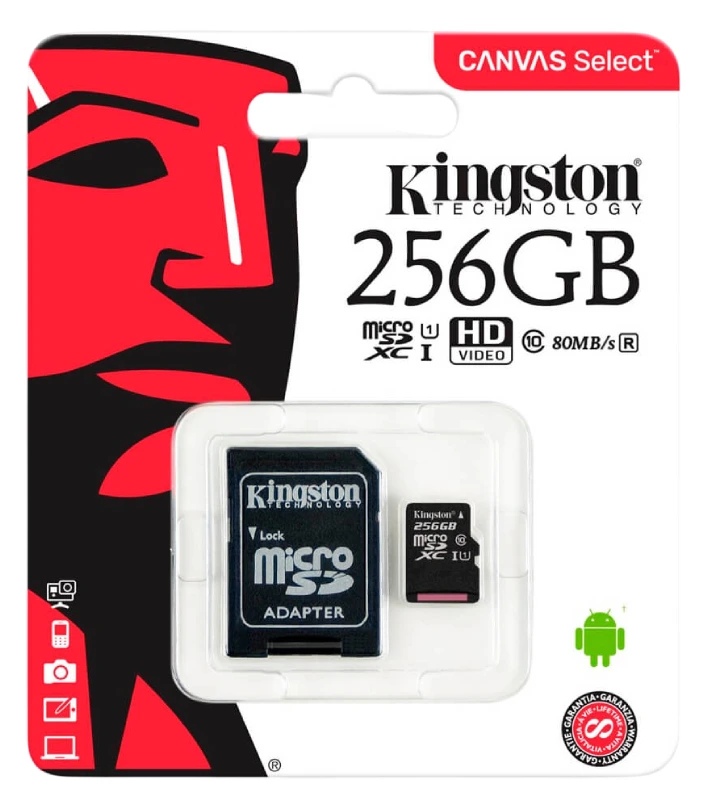 Мемориска картичка KINGSTON 256GB SDXC Canvas Select Plus Gen3 150MB/s C10 UHS-I, U1, V10, A1 + Adapter (SDCS3/256GB)