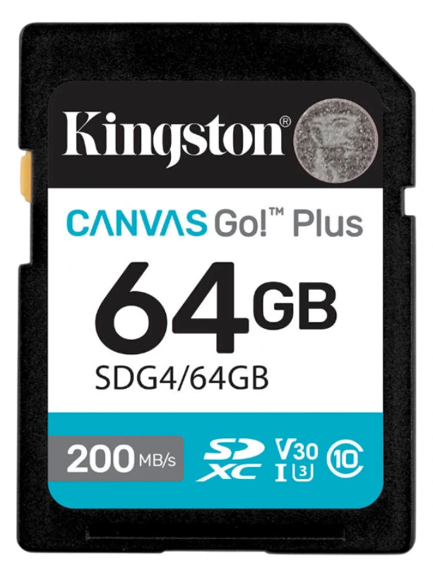 Kingston 64GB SDXC Canvas Go Plus 200/100 MB/s Read/Write