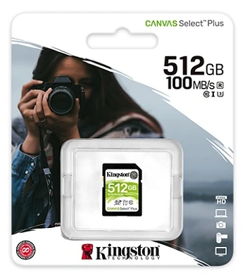 Камера Secure Digital Kingston 512GB SDXC Canvas Select Plus CL10 UHS1 U3 V30 100MB Read
