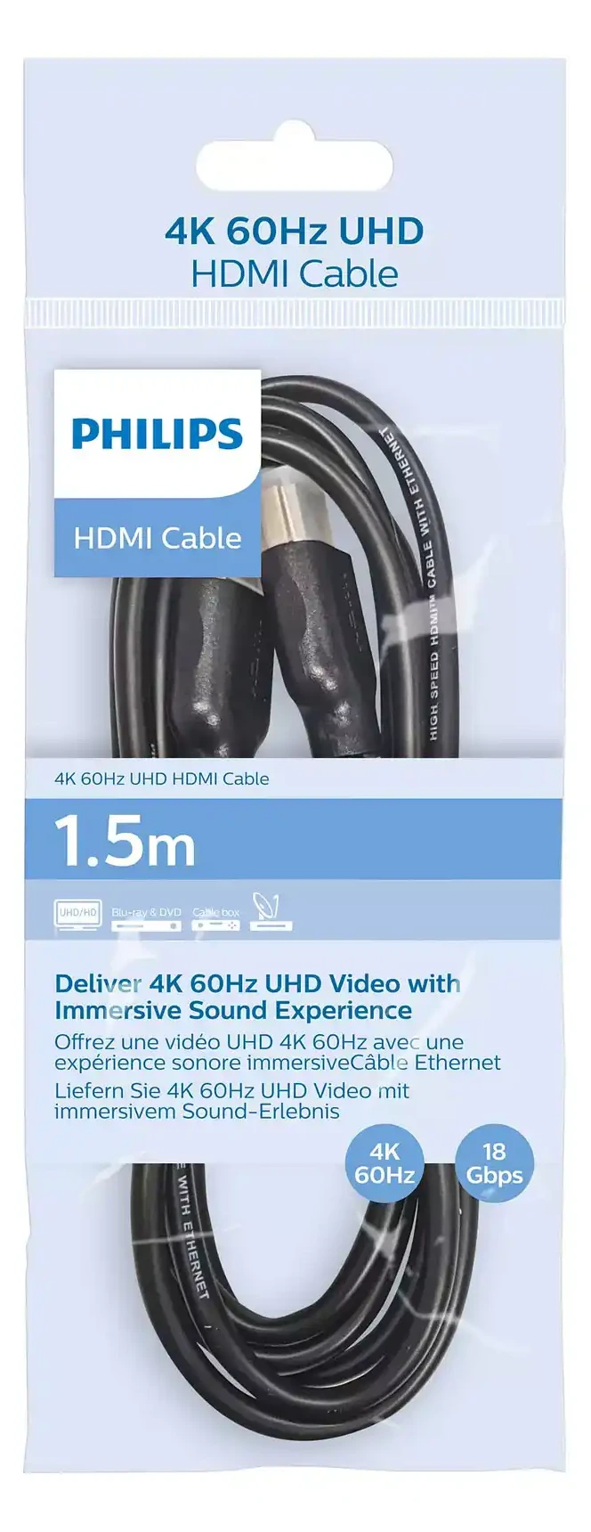 Cable HDMI M/M 1.5m 4K 60Hz Philips