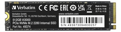 SSD M.2 Verbatim Vi3000 NVMe 512GB PCIe 3.0 x4 3100/2200 MB/s