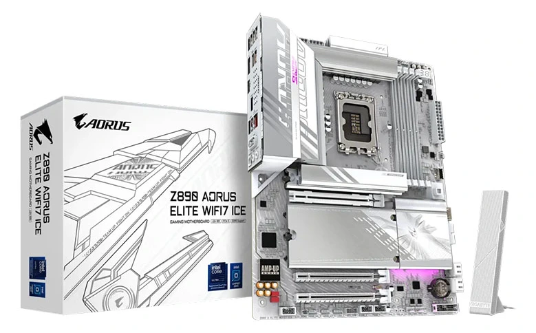 MB Gigabyte Z890 AORUS ELITE WIFI7 ICE LGA1851 DDR5 9200MHz OC/4xM.2/BT 5.4/2.5Gb/PCIe5.0/HDMI/DP