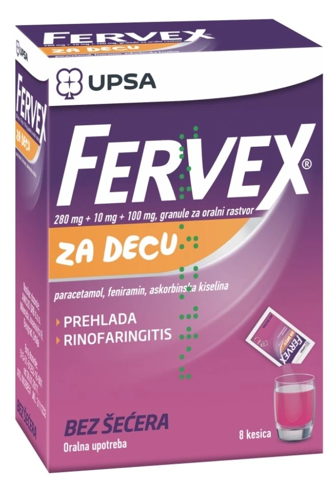 Fervex За деца Без шеќер 8 ќесички
