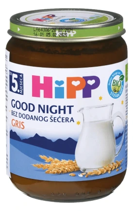 HIPP ХИПП НОЌНА КАШИЧКА ЗА БЕБЕ СО ГРИЗ БЕЗ ДОДАДЕН ШЕЌЕР 190 Г