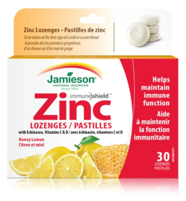 JAMIESON ЦИНК + ВИТ. Ц + Д3 пастили мед лимон x 30