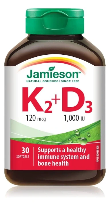 JAMIESON К2 120mcg + Д3 1000 ИЕ x 30 меки капсули