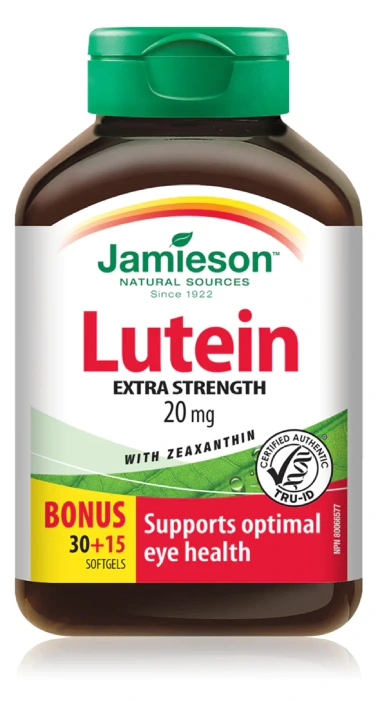 JAMIESON LUTEIN 20mg екстра силно 30+15 меки капсули