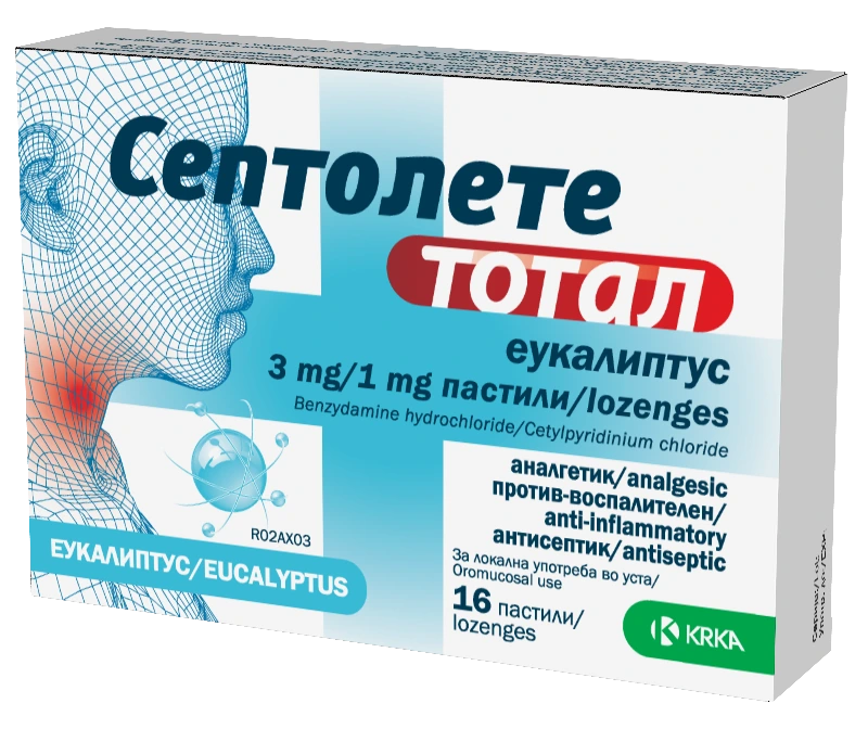 Септолете тотал пастили за грло со еукалиптус x 16