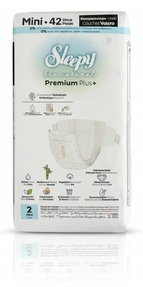 SLEEPY Bio Natural Premium Plus+ Пелени за бебиња бр. 2 (3-6 кг), 42 пелени
