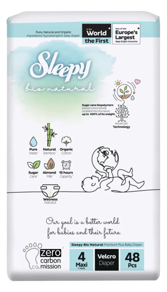 SLEEPY Bio Natural Гаќички за бебиња бр. 4 (7-14 кг), 48 гаќички