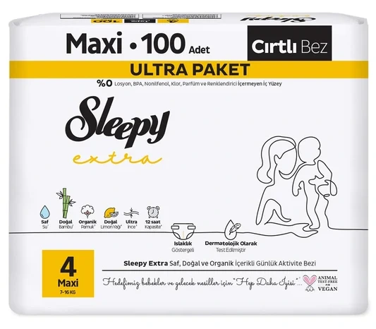 SLEEPY Extra Пелени за бебиња бр. 4 (7-14 кг), 104 пелени