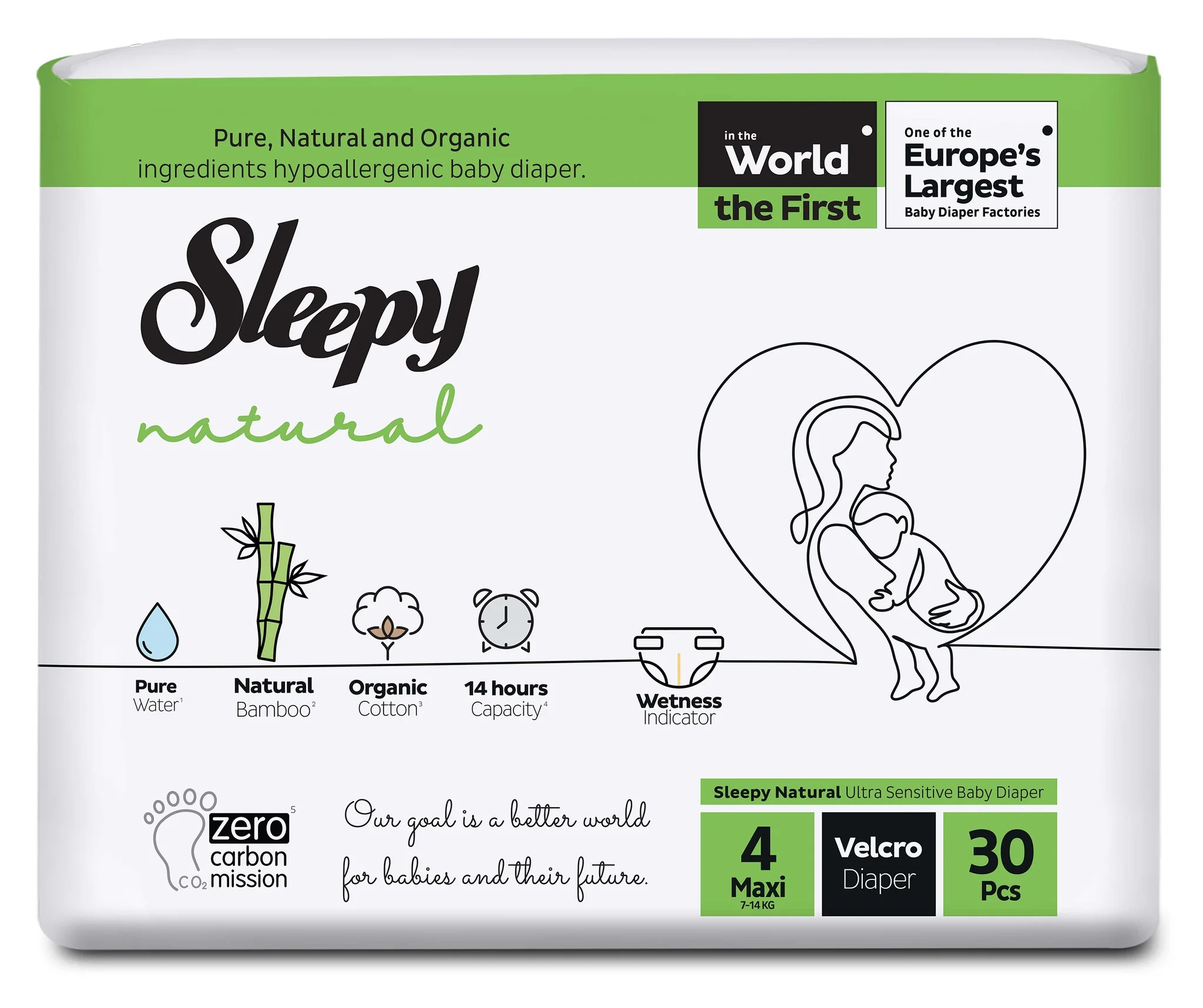 SLEEPY Natural Гаќички за бебиња бр. 4 (7-14 кг), 30 гаќички