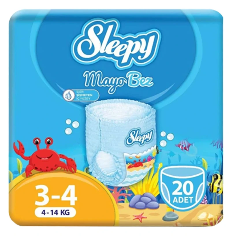 SLEEPY Гаќички за пливање бр. 3-4 (4-14 кг), 20 гаќички