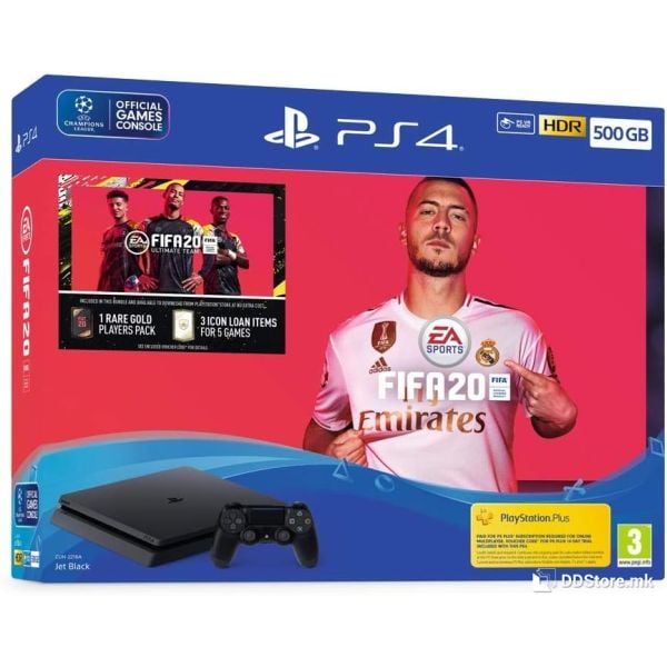 Конзола Sony PlayStation 4 500GB Black + FIFA 20 Bundle